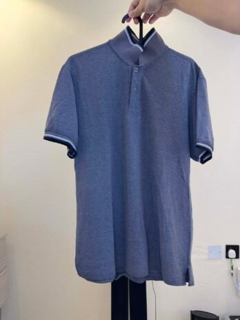 XL – Grey BLUESHOP Polo Shirt with stripped collar