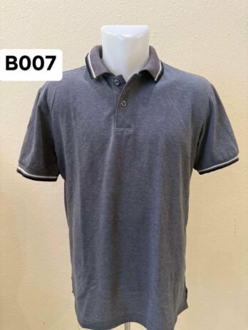 B007: XL – Grey BLUESHOP Polo Shirt with stripped collar