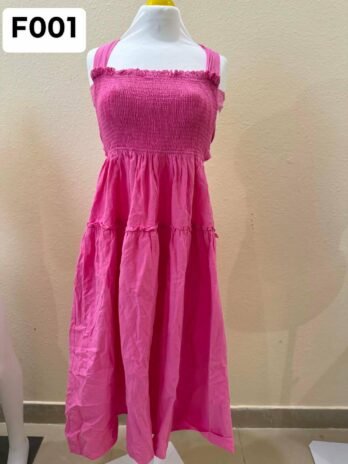 F001: Medium Pink Women Halter Top