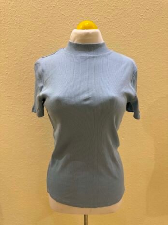 G006: Sky Breeze Ribbed Mock Neck Slim Fit Top