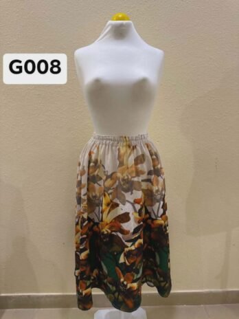 G008: Autumn Bloom Sheer Floral Midi Skirt with Elastic Waist
