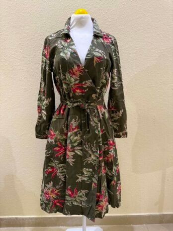 G009: Tropical Luxe Floral Wrap Dress with Waist Tie Detail