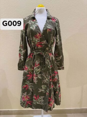 G009: Tropical Luxe Floral Wrap Dress with Waist Tie Detail