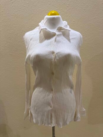 G004: Pure Grace Textured Button-Down Sheer Blouse