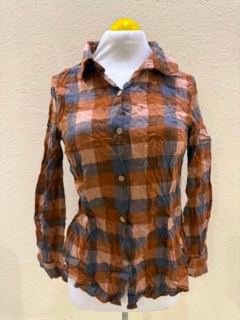 H005: Rustic Chic Plaid Button-Down Flowy Shirt