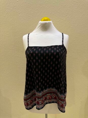 H012: Small Boho Charm Printed Cami Top with Flowy Hem