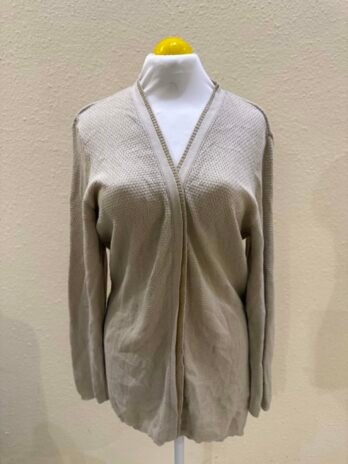 H015: Soft Neutral Luxe Knit Open Cardigan Top