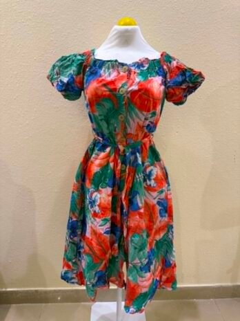 H020: Medium Tropical Bloom Puff Sleeve Flowy ZARA Mini Dress