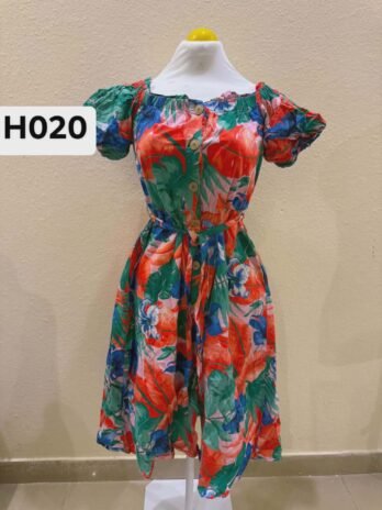 H020: Medium Tropical Bloom Puff Sleeve Flowy ZARA Mini Dress