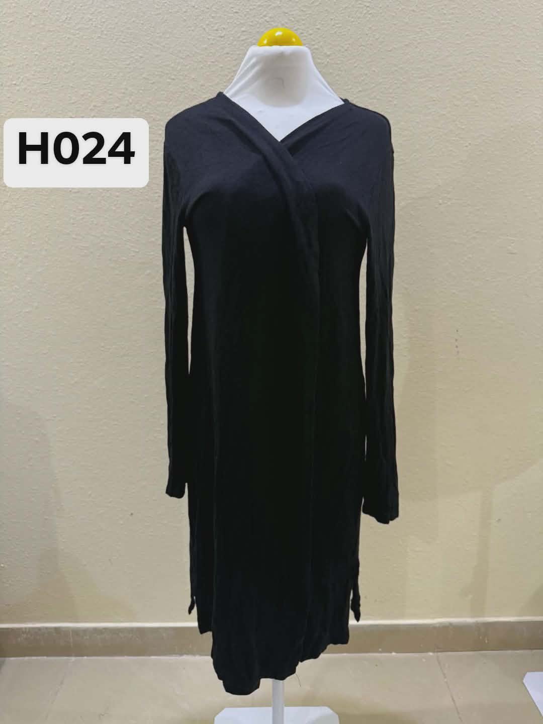 Medium Midnight Grace Ribbed Wrap Neck Midi Dress