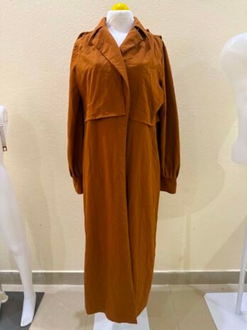H027: Small Rust Elegance Longline Draped RIVA Coat Dress