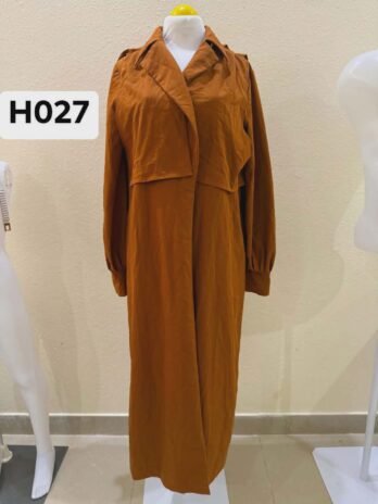 H027: Small Rust Elegance Longline Draped RIVA Coat Dress