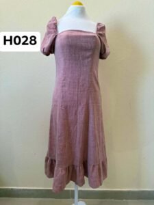 Small Blush Charm Square Neck Ruffle Hem Midi Dres